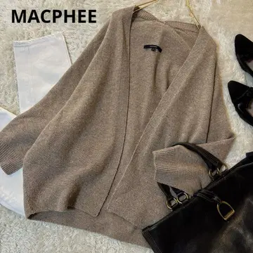 새상품급 MACPHEE 2way 울 캐시미어 니트 가디건 브라운