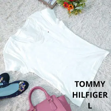TOMMY HILFIGER 티셔츠 ( L ) 화이트/원 포인트 셔츠
