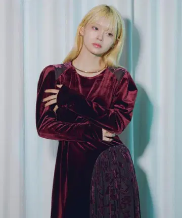 Ezick 벨로아 아지메 드레스 보르도 원피스 에지크