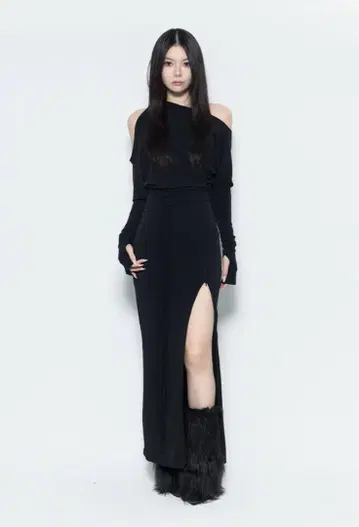 theredthread S 비대칭 턱 드레스