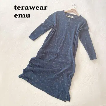 시마무라 terawear emu 꽃무늬 올 패턴 리브 롱 원피스 M