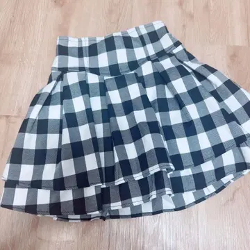 미셸 마카롱 슬림 레그 스커트 블록 체크 XS