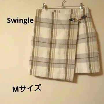 Swingle 비대칭 체크 무늬 울 혼방 타이트 미니 스커트 M