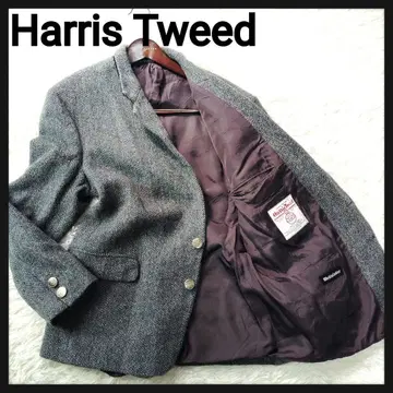 [레어] 해리스 트위드 은색 메탈 버튼 테일러드 자켓 빅 사이즈 그레이