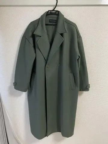 neos 빅 실루엣 컷 멜톤 오버코트 그린