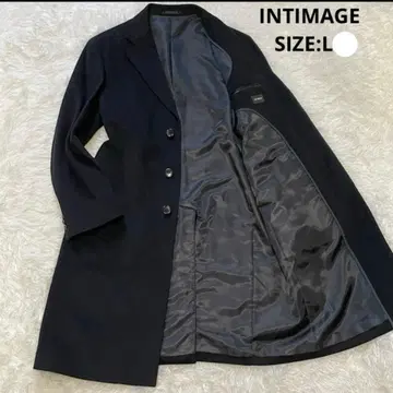 INTIMAGE 체스터 코트 캐시미어 100% 블랙 히든 버튼 롱