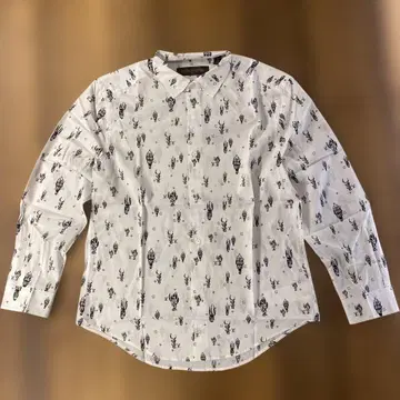 VUITTON 남성용 셔츠 화이트 L 얇은 소재 코튼