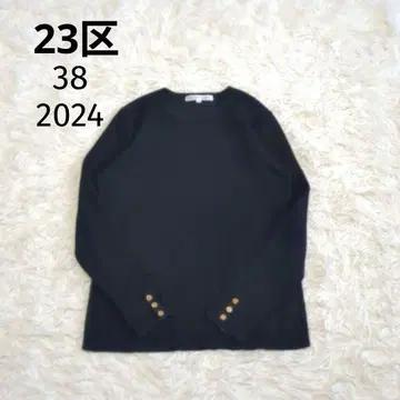 새상품급 23구 긴팔 리브 니트 상의 골드 버튼 블랙 38 M 2024년