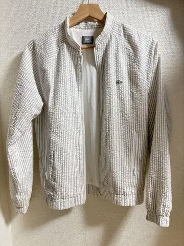 라코스테 LACOSTE 자켓 자수 M 새상품급 스트라이프 패턴 M사이즈