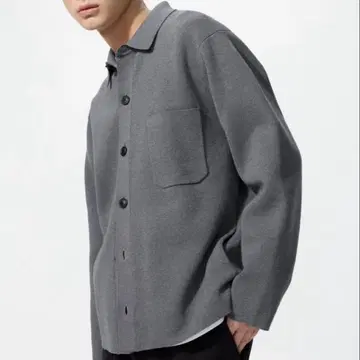 [ 유니클로/UNIQLO ] 밀라노 리브 셔츠 가디건 그레이 S