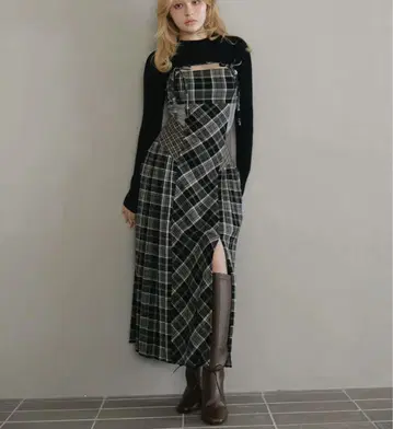 Nadia check long dress 앤드마리 ANDMARY