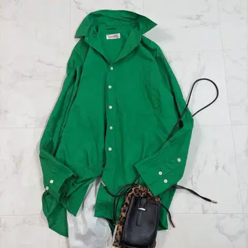 Spick&Span 린넨 코튼 돌먼 슬리브 셔츠 그린 긴팔