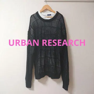 URBAN RESEARCH 블랙 메쉬 크루넥 스웨터 이너 포함