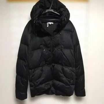 블랙 후드 부착 다운 자켓 L 블랙 겨울 스노우 오샤레