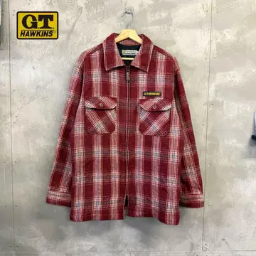 GT Hawkins 옴브레 체크 셔츠 자켓 충전솜 퀼팅