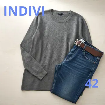 새상품급 INDIVI 여성용 캐주얼 고급 니트 올리브 그린