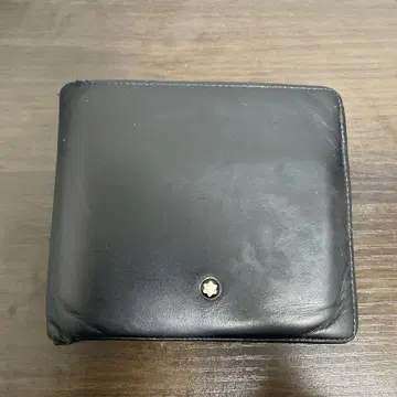 가죽 이단 접이식 지갑 블랙