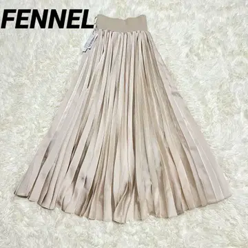 [ 새상품 ] FENNEL 페넬 베이지 새틴 플리츠 롱 스커트