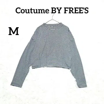 [ Coutume ] 긴팔 티셔츠 M 네이비 베이지 보더 숏 기장