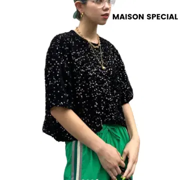 MAISON SPECIAL 스팽글 빅 TEE 블랙