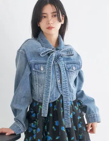 커브 헴 크롭 데님 자켓 LILY BROWN