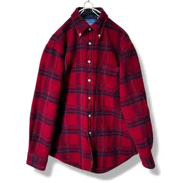 90s PENDLETON 울 파이어사이드 셔츠 체크 빨간색 M