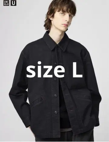 [ 새상품 ] UNIQLO U 오버 사이즈 컬러 데님 자켓 블랙 L