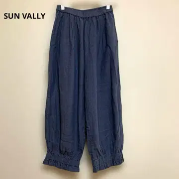 SUN VALLY 다크 블루 밑단 조임 캐주얼 팬츠
