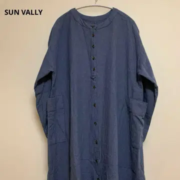 SUN VALLY 다크 블루 버튼 셔츠 원피스