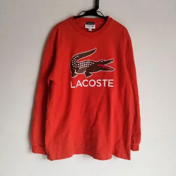 LACOSTE 롱 슬리브 맨투맨 트레이닝복 오렌지 빅 로고