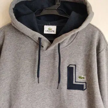 새상품급 LACOSTE 후드티 풀오버 그레이 속기모 악어 사이즈 4
