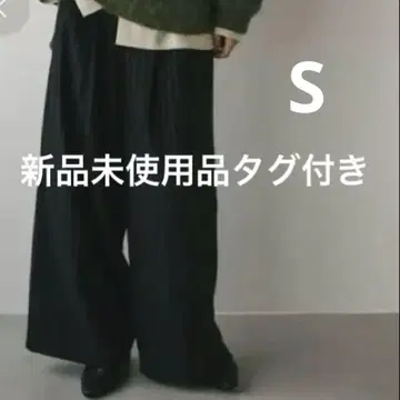 새상품 미사용품 택 포함*하이웨스트 핀스트라이프 와이드 팬츠 S 블랙