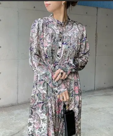 DOUDOU 페이즐리 무늬 롱 원피스 프리 사이즈