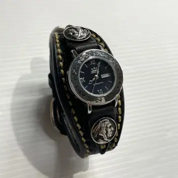 SAAD 사드 네이비 콘초 가죽 벨트 수동 손목시계