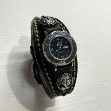 SAAD 사드 네이비 콘초 가죽 벨트 수동 손목시계