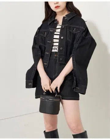 chico 소매 슬릿 데님 자켓