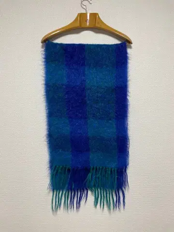 굿 레귤러 머플러 체크 모헤어 모헤어 MOHAIR 블루 의류