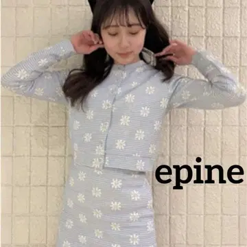 epine 에피누 깅엄 플라워 셋업 체크 타이트 스커트