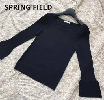 SPRING FIELD 블랙 니트 긴팔 V넥