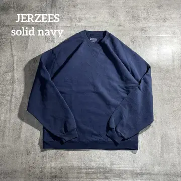 JERZEES(저지스) 앞V 맨투맨 무지 솔리드 구제 의류 네이비 M