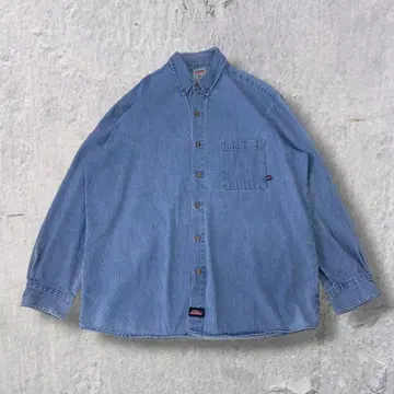 90s Dickies 데님 셔츠 XL 자수 택 오버 사이즈 아메카지