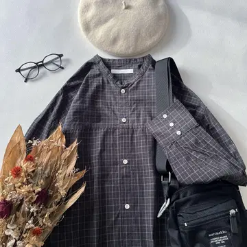 a1558* 천연 세탁소 밴드 카라 코튼 셔츠 원피스