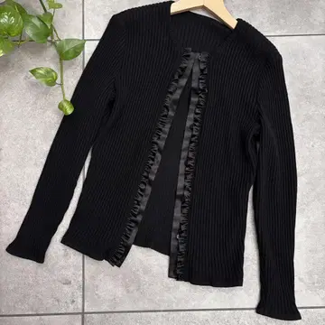 레리안 블랙 리브 가디건 9호 모 80% 실크 20% 프릴