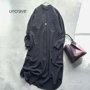 언클레이브 최근 모델 밴드 카라 셔츠 원피스 그레이 겉옷