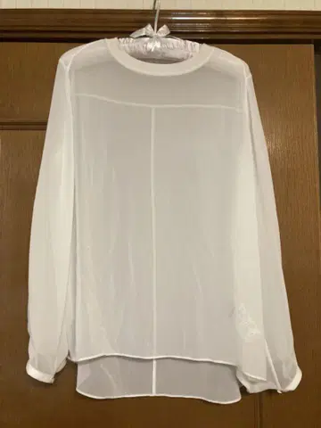 시스루 화이트 셔츠 벌룬 슬리브
