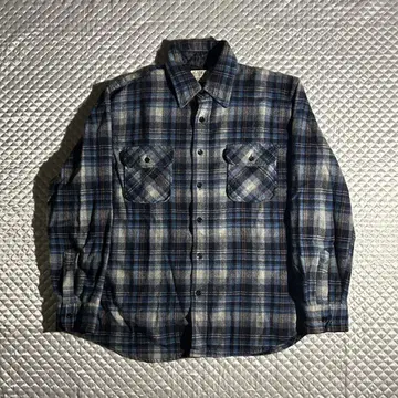 70s VINTAGE USA Sears 울 플란넬 셔츠 KOREA제 파랑
