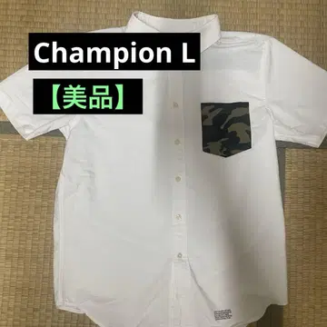 [ 새상품급 ] Champion 반팔 셔츠 L 사이즈 카모플라쥬 포켓