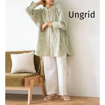 ungrid 사이드 레이스업 셔츠 전체 레이스 레이스업 슬릿 루즈핏