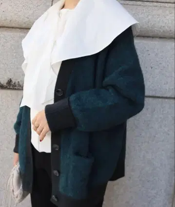 machatt 다크 그린 울 혼방 가디건