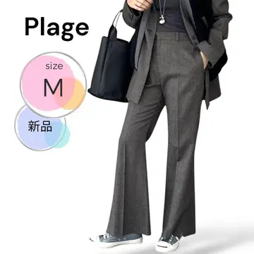 새상품 플라주 WO 사키소니 체크 팬츠 와이드 슬랙스 M 울